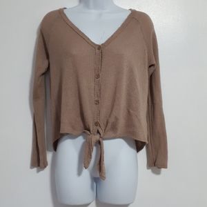 Raw hem button up sweater